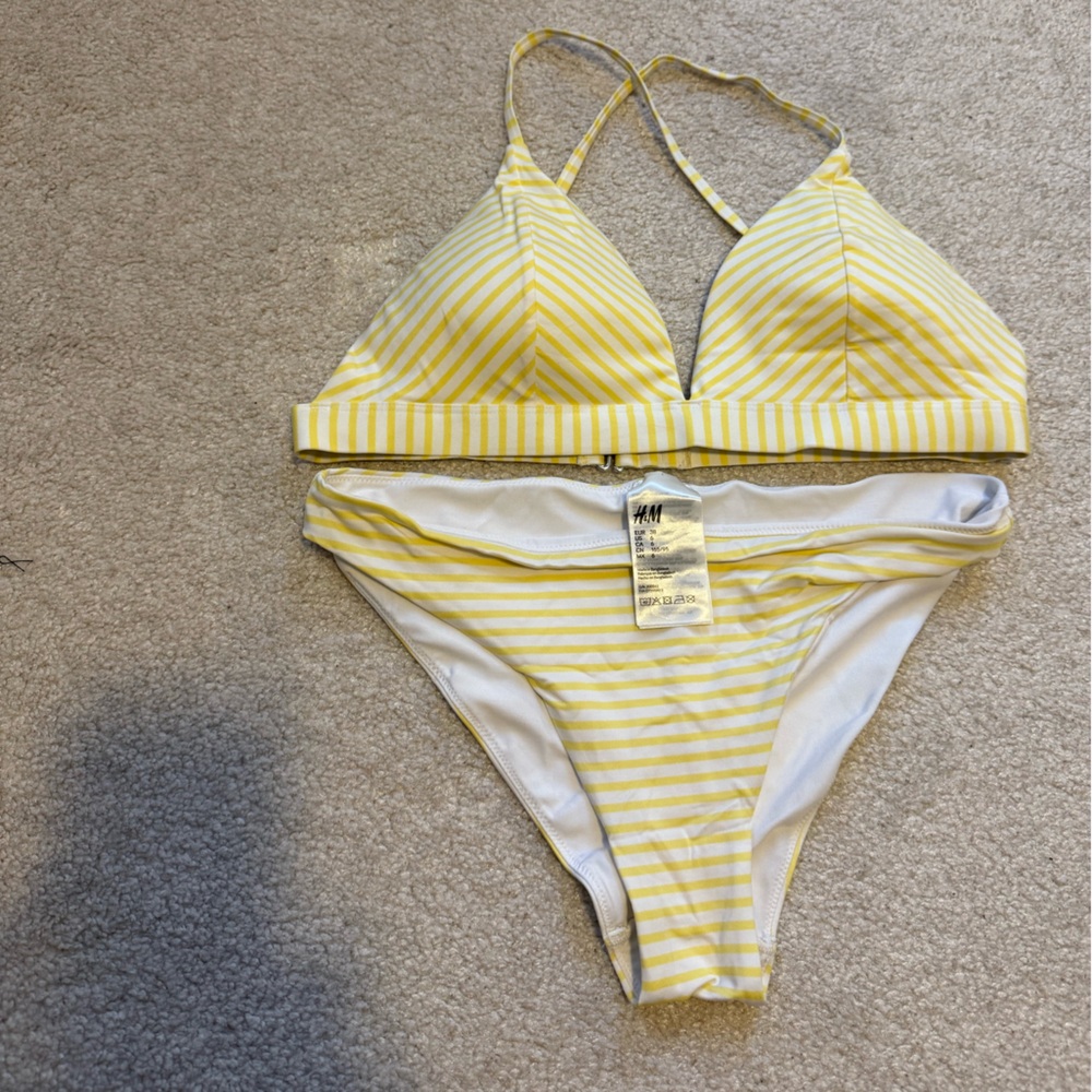 Yellow Striped Bikini Set